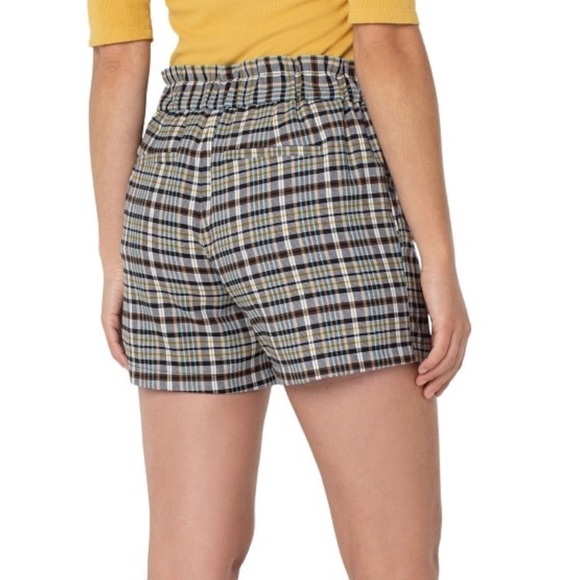 Liverpool LA Preppy Plaid Hi Waist Shorts Tied Elastic Waist Multicolor Sz Small - Picture 3 of 14